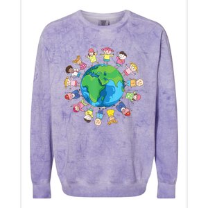 Happy Earth Day Children Around The World Colorblast Crewneck Sweatshirt