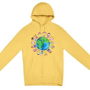 Happy Earth Day Children Around The World Premium Pullover Hoodie