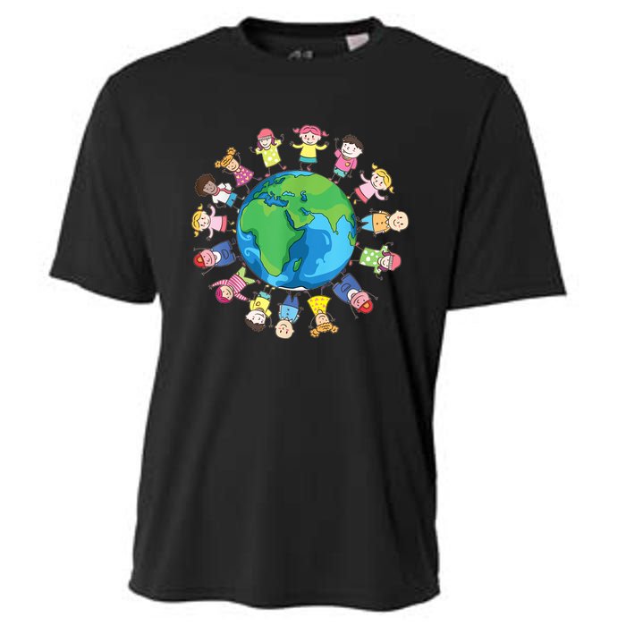 Happy Earth Day Children Around The World Cooling Performance Crew T-Shirt