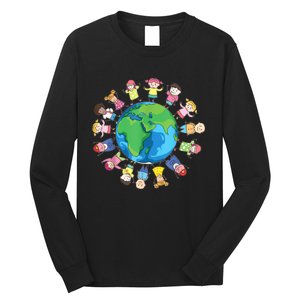 Happy Earth Day Children Around The World Long Sleeve Shirt