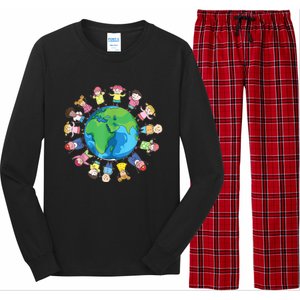 Happy Earth Day Children Around The World Long Sleeve Pajama Set