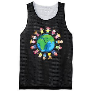 Happy Earth Day Children Around The World Mesh Reversible Basketball Jersey Tank