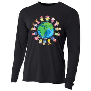 Happy Earth Day Children Around The World Cooling Performance Long Sleeve Crew