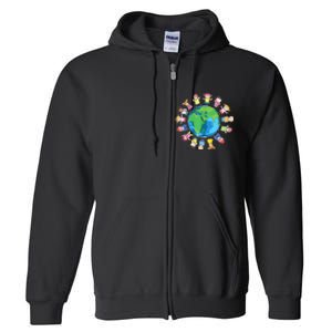 Happy Earth Day Children Around The World Full Zip Hoodie