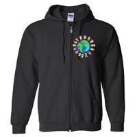 Happy Earth Day Children Around The World Full Zip Hoodie