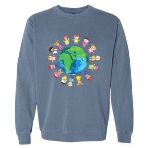 Happy Earth Day Children Around The World Garment-Dyed Sweatshirt