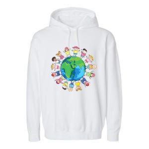 Happy Earth Day Children Around The World Garment-Dyed Fleece Hoodie