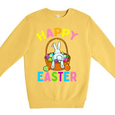 Happy Easter Day Bunny Hunting Chocolate Eggs Egg Hunt Funny Gift Premium Crewneck Sweatshirt