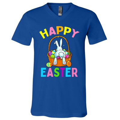 Happy Easter Day Bunny Hunting Chocolate Eggs Egg Hunt Funny Gift V-Neck T-Shirt