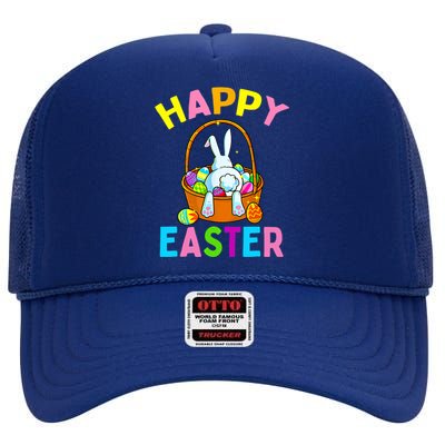 Happy Easter Day Bunny Hunting Chocolate Eggs Egg Hunt Funny Gift High Crown Mesh Back Trucker Hat