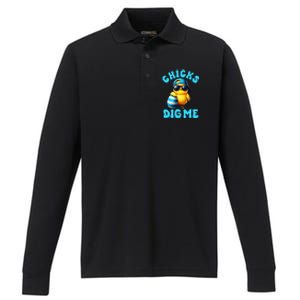 Happy Easter Day Cute Chicken Egg Hunt Chicks Dig Me Performance Long Sleeve Polo