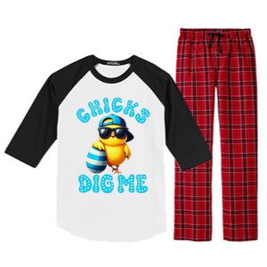 Happy Easter Day Cute Chicken Egg Hunt Chicks Dig Me Raglan Sleeve Pajama Set