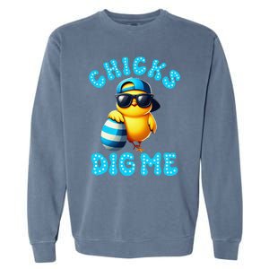 Happy Easter Day Cute Chicken Egg Hunt Chicks Dig Me Garment-Dyed Sweatshirt