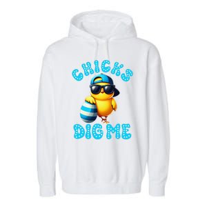 Happy Easter Day Cute Chicken Egg Hunt Chicks Dig Me Garment-Dyed Fleece Hoodie