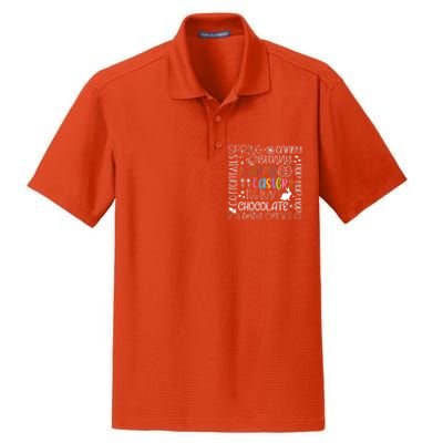 Happy Easter Day Bunny Rabbit Typography Gift Dry Zone Grid Polo