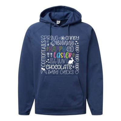 Happy Easter Day Bunny Rabbit Typography Gift Performance Fleece Hoodie