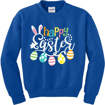 Happy Easter Day Easter Bunny Eggs Funny Gift Kids Sweatshirt