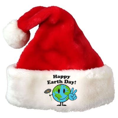 Happy Earth Day Cute Peace Sign Flower Distressed Premium Christmas Santa Hat