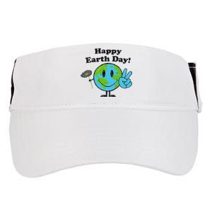 Happy Earth Day Cute Peace Sign Flower Distressed Adult Drive Performance Visor