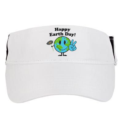 Happy Earth Day Cute Peace Sign Flower Distressed Adult Drive Performance Visor