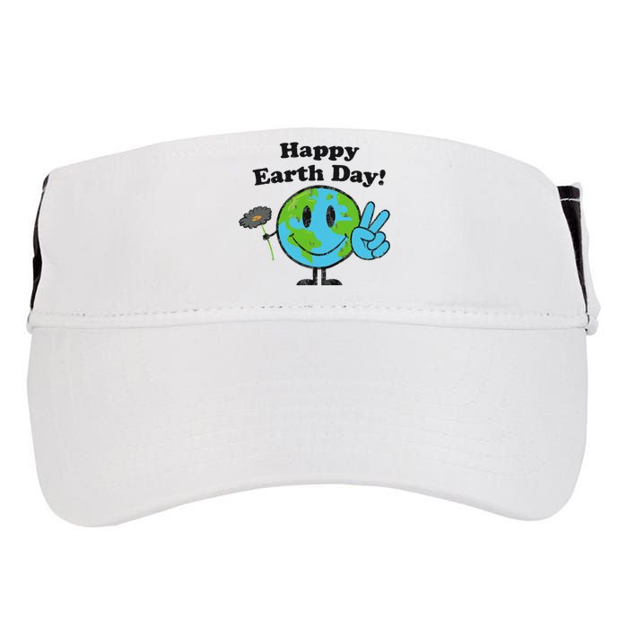 Happy Earth Day Cute Peace Sign Flower Distressed Adult Drive Performance Visor