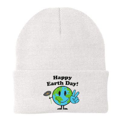 Happy Earth Day Cute Peace Sign Flower Distressed Knit Cap Winter Beanie