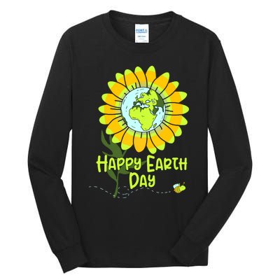 Happy Earth Day Every Day Sunflower Teachers Earth Day Tall Long Sleeve T-Shirt