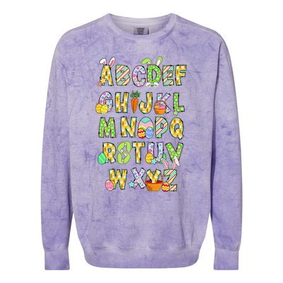 Happy Easter Day Alphabet Abcs Elemeno For Teacher Student Colorblast Crewneck Sweatshirt