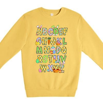 Happy Easter Day Alphabet Abcs Elemeno For Teacher Student Premium Crewneck Sweatshirt