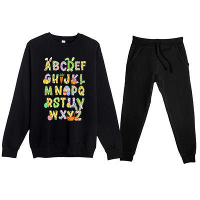 Happy Easter Day Alphabet Abcs Elemeno For Teacher Student Premium Crewneck Sweatsuit Set