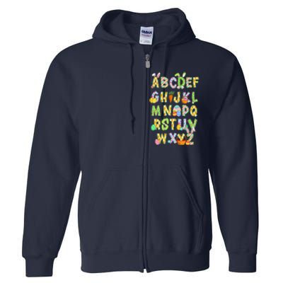 Happy Easter Day Alphabet Abcs Elemeno For Teacher Student Full Zip Hoodie