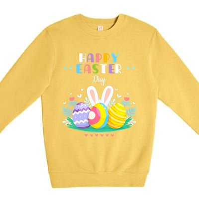 Happy Easter Day Pastel Spring Eggs Hunting Bunny Easter Gift Premium Crewneck Sweatshirt