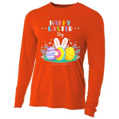 Happy Easter Day Pastel Spring Eggs Hunting Bunny Easter Gift Cooling Performance Long Sleeve Crew