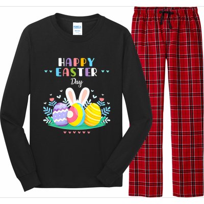 Happy Easter Day Pastel Spring Eggs Hunting Bunny Easter Gift Long Sleeve Pajama Set