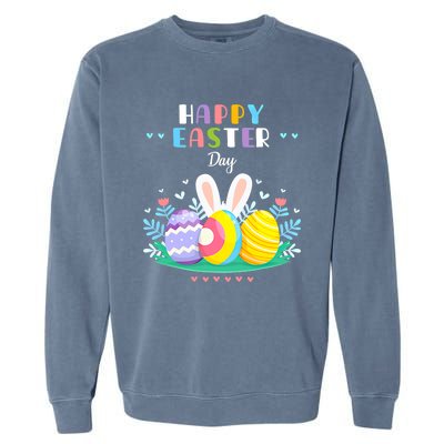 Happy Easter Day Pastel Spring Eggs Hunting Bunny Easter Gift Garment-Dyed Sweatshirt