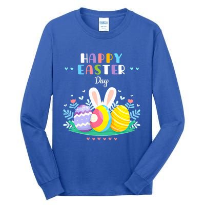 Happy Easter Day Pastel Spring Eggs Hunting Bunny Easter Gift Tall Long Sleeve T-Shirt