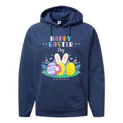 Happy Easter Day Pastel Spring Eggs Hunting Bunny Easter Gift Performance Fleece Hoodie