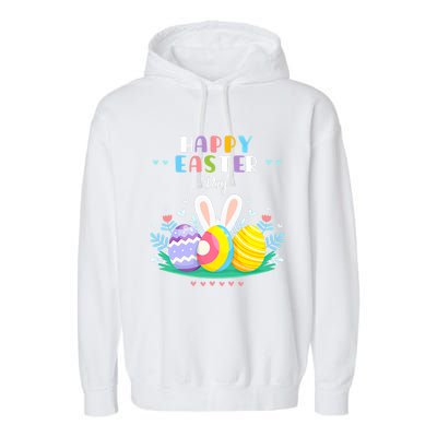 Happy Easter Day Pastel Spring Eggs Hunting Bunny Easter Gift Garment-Dyed Fleece Hoodie