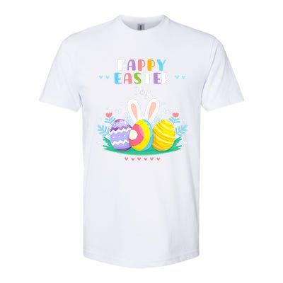 Happy Easter Day Pastel Spring Eggs Hunting Bunny Easter Gift Softstyle CVC T-Shirt