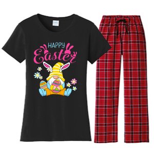 Happy Easter Day Bunny Spring Gnome Easter Egg Hunting Women's Flannel Pajama Set