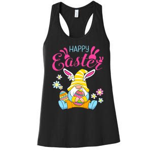 Happy Easter Day Bunny Spring Gnome Easter Egg Hunting Women's Racerback Tank