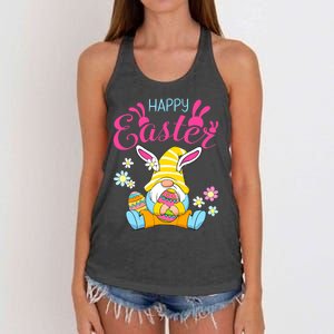 Happy Easter Day Bunny Spring Gnome Easter Egg Hunting Women's Knotted Racerback Tank