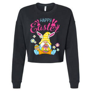 Happy Easter Day Bunny Spring Gnome Easter Egg Hunting Cropped Pullover Crew