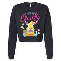 Happy Easter Day Bunny Spring Gnome Easter Egg Hunting Cropped Pullover Crew