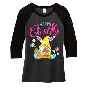 Happy Easter Day Bunny Spring Gnome Easter Egg Hunting Women's Tri-Blend 3/4-Sleeve Raglan Shirt