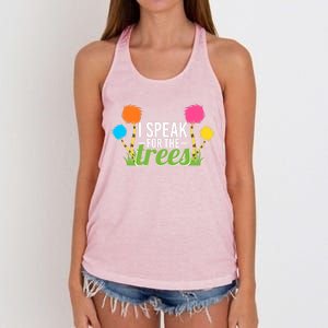 Happy Earth Day Nature Lover Design Speak For The Trees Great Gift Women's Knotted Racerback Tank