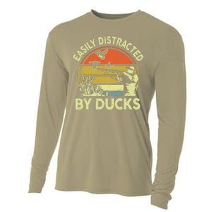 Hunting Easily Distracted Ducks Funny Hunter Dad Gift  Cooling Performance Long Sleeve Crew