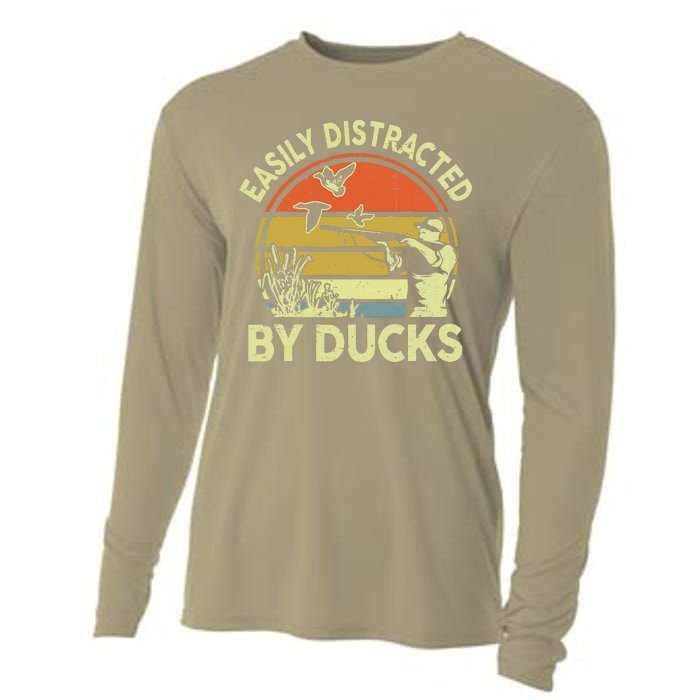 Hunting Easily Distracted Ducks Funny Hunter Dad Gift  Cooling Performance Long Sleeve Crew