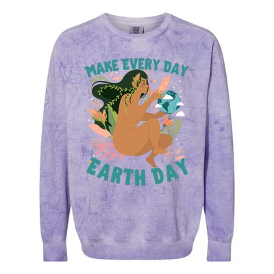 Happy Earth Day Mother Nature Make Everyday Earth Day 2021 Gift Colorblast Crewneck Sweatshirt