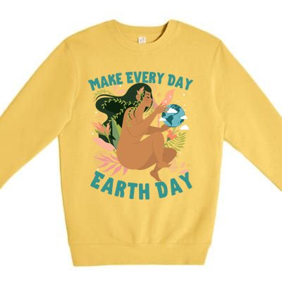 Happy Earth Day Mother Nature Make Everyday Earth Day 2021 Gift Premium Crewneck Sweatshirt